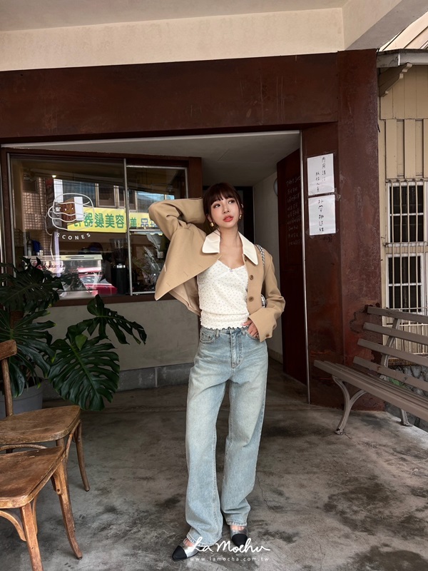 復古撞色短版西裝外套(闆娘.花花清單)